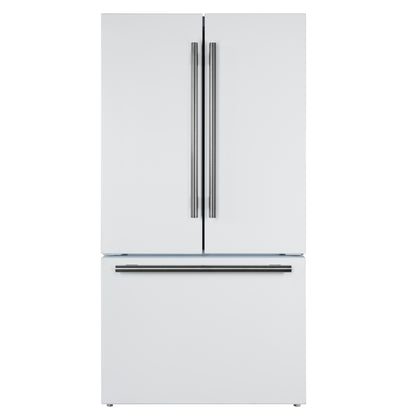 FORNO Rivello 36" French Door Standard Depth Refrigerator with Water and Ice Dispenser in White with Stainless Steel Accents, FFFFD1783-36WHT