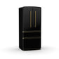 FORNO Espresso Luigi 33" 18 cu. ft. French Door Refrigerator in Black with Antique Brass Handles, FFFFD1791-33BLK