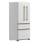 FORNO Espresso Luigi 33" 18 cu. ft. French Door Refrigerator in White with Antique Brass Handles, FFFFD1791-33WHT