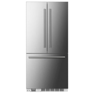 FORNO Rivestito 36" 15.5 cu. ft. Built-In French Door Refrigerator with Automatic Ice Maker and Stainless Steel Panels, FFRBI1811-36FR