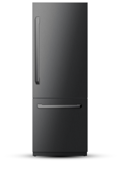 Induction Hardware 30-Inch Built-In Refrigerator and Freezer with Ice Maker and Water Dispenser, Black Stainless Steel, RF-30-BS