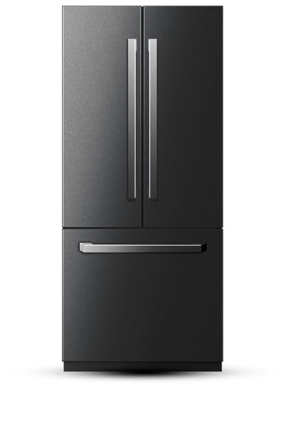 Induction Hardware 36-Inch French Door Built-In Refrigerator with Freezer, Ice Maker and Water Dispenser, Black Stainless Steel, RF-FD-36-BS