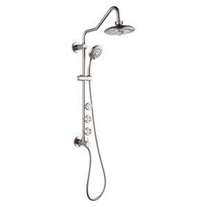 FORNO AcquaSPA System with 8" 6 Function Rainfall Shower Head, 5-in-1 Handheld Shower and 3 Function Adjustable Body Jet in Brushed Nickel