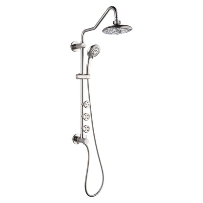 FORNO AcquaSPA System with 8" 6 Function Rainfall Shower Head, 5-in-1 Handheld Shower and 3 Function Adjustable Body Jet in Brushed Nickel