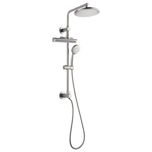 FORNO AcquaFALL Shower System with 9" Rainfall Shower Head, 5-in-1 Handheld Shower and 3 Function Body Jet in Brushed Nickel