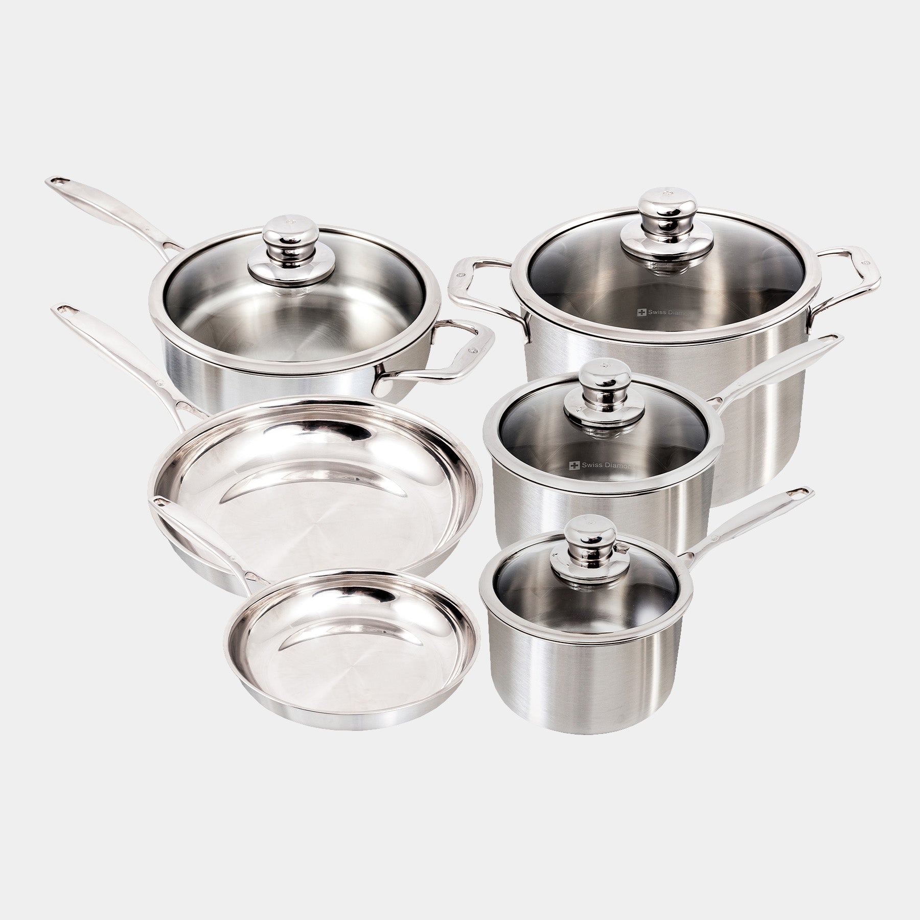 Swiss Diamond Premium Clad 5-Ply Stainless Steel 10 Piece Cookware Set - Thumbnail 3