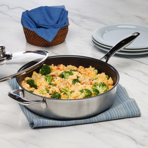 Nonstick Clad 3.1 qt Saute Pan with Glass Lid - Induction