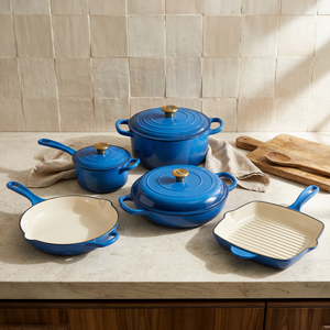 Induction Hardware Alpha Enamel Collection 5 Piece Pots & Pans Set - Tahoe Blue