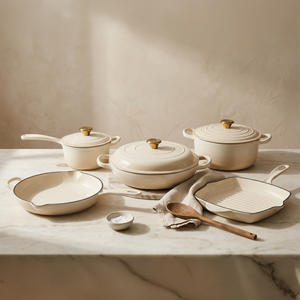 Induction Hardware Alpha Enamel Collection 5 Piece Pots & Pans Set - Stratus White