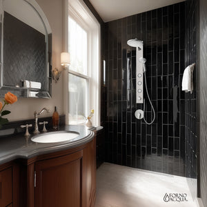 FORNO AcquaSPA Shower Panel with 9" Rainfall Shower Head, 5-in-1 Handheld Shower and 3 Body Jets in Stainless Steel