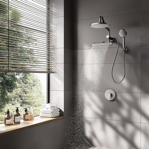 FORNO AcquaFALL Mini Spa System with 9" Rainfall Shower Head, 5-in-1 Handheld Shower and 3 Function Body Jet in Polished Chrome