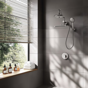 FORNO AcquaFALL Mini Spa System with 8" 6 Function Rainfall Shower Head, 5-in-1 Handheld Shower and 3 Function Body Jet in Polished Chrome