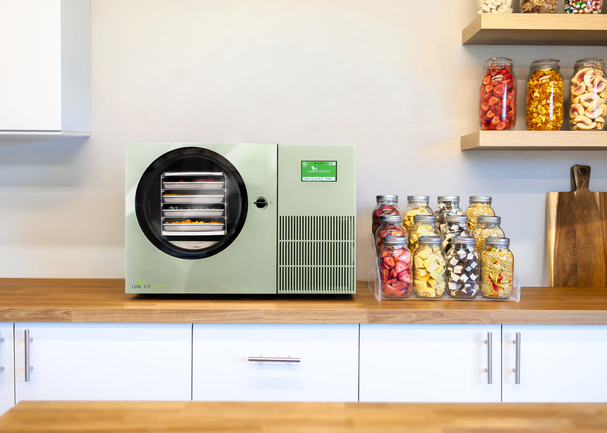 Harvest Right Countertop 360 sage green freeze dryer lifestyle photo
