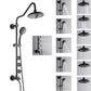 FORNO AcquaSPA System with 8" 6 Function Rainfall Shower Head, 5-in-1 Handheld Shower and 3 Function Adjustable Body Jet in Matte Black