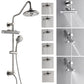 FORNO AcquaFALL Traditional Arm Shower System with 8" 6 Function Rainfall Shower Head, 5-in-1 Handheld Shower and 3 Function Body Jet in Brushed Nickel