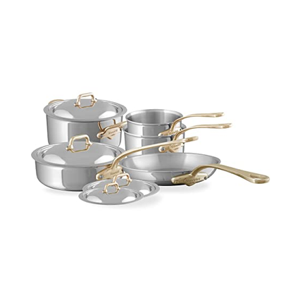 Mauviel 1830 M'COOK B 5-Ply 9-Piece Cookware Set With Brass Handles