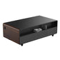 FORNO Evoluto  51" Smart Coffee Table – Dual Fridge Drawers, Bluetooth Audio, Wireless Charging, RGB Light in Black with Wood Accents, FCTFR7006-51WD