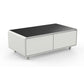 FORNO Evoluto  51" Smart Coffee Table – Dual Fridge Drawers, Bluetooth Audio, Wireless Charging, RGB Light in Black in White, FCTFR7006-51WHT