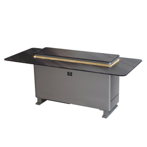 FORNO Elevato Smart Bar Table with 5.2 cu. ft. Fridge/Freezer, Motorized Lift System, Bluetooth Control in Midnight Marble, FBTFR7037-72GRY