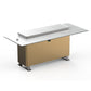 FORNO Elevato Smart Bar Table with 5.2 cu. ft. Fridge/Freezer, Motorized Lift System, Bluetooth Control in White and Luxury Champagne Finish, FBTFR7037-72WHT