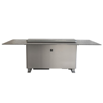 FORNO Cinetico Smart Dining Table with 5.3 cu. ft. Fridge/Freezer, Motorized Lift System, Bluetooth Control in Sandstone Black, FDTFR7044-86BLK
