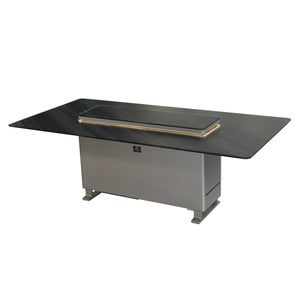 FORNO Cinetico Smart Dining Table with 5.3 cu. ft. Fridge/Freezer, Motorized Lift System, Bluetooth Control in Midnight Marble, FDTFR7044-86GRY