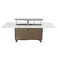 FORNO Cinetico Smart Dining Table with 5.3 cu. ft. Fridge/Freezer, Motorized Lift System, Bluetooth Control in White and Luxury Champagne Finish, FDTFR7044-86WHT