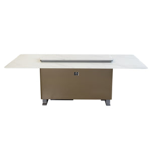 FORNO Cinetico Smart Dining Table with 5.3 cu. ft. Fridge/Freezer, Motorized Lift System, Bluetooth Control in White and Luxury Champagne Finish, FDTFR7044-86WHT