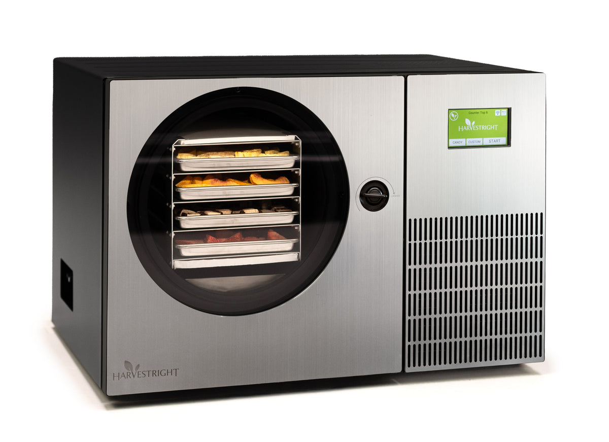Harvest Right Countertop 360 freeze dryer in stainless steel, right angle