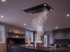 600 CFM Black Flush Ceiling Mount Range Hood - VICTORY Sunset