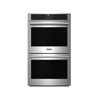 THOR Kitchen 30" 9.6 cu. ft. Professional Electric Double Wall Oven with Air Fry and Self-Clean in Stainless Steel, TEW30ED