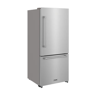 THOR Kitchen 30" 17.9 cu. ft. Bottom Freezer Refrigerator in Stainless Steel, TRF3017BF