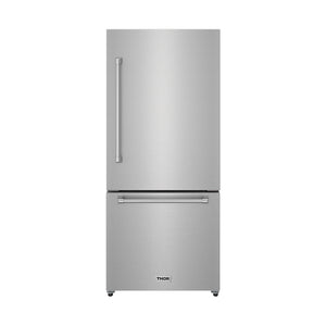 THOR Kitchen 30" 17.9 cu. ft. Bottom Freezer Refrigerator in Stainless Steel, TRF3017BF
