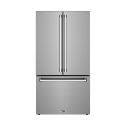 THOR Kitchen 36" Counter Depth Refrigerator with Internal Water Dispenser and Ice Maker, TRF3603FD