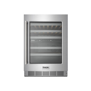 THOR Kitchen 24" 4.9 cu. ft. 46 Bottle Dual Zone Wine Cooler with LED Lights, TWC24UD