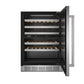THOR Kitchen 24" 4.9 cu. ft. 46 Bottle Dual Zone Wine Cooler with LED Lights, TWC24UD
