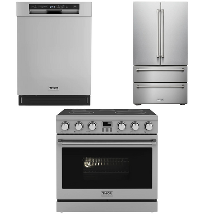 THOR Contemporary Package - 36" Electric Range, Refrigerator and Dishwasher, THOR-AP-ARE36-C24