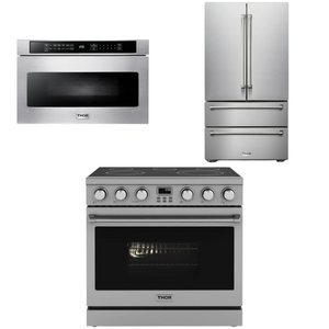 THOR Contemporary Package - 36" Electric Range, Refrigerator and Microwave, THOR-AP-ARE36-C34