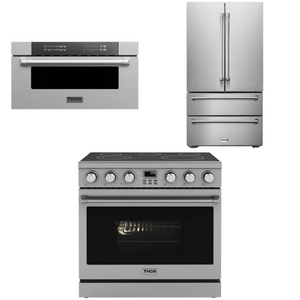 THOR Contemporary Package - 36" Electric Range, Refrigerator and Microwave, THOR-AP-ARE36-C35