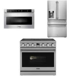 THOR Contemporary Package - 36" Electric Range, Refrigerator and Microwave, THOR-AP-ARE36-C36