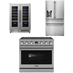THOR Contemporary Package - 36" Electric Range, Refrigerator and Wine Cooler, THOR-AP-ARE36-C39