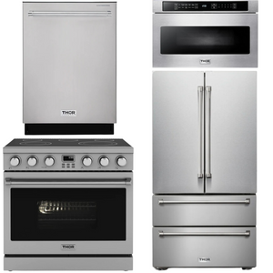 THOR Contemporary Package - 36" Electric Range, Refrigerator, Dishwasher and Microwave, THOR-AP-ARE36-C74