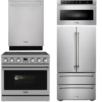 THOR Contemporary Package - 36" Electric Range, Refrigerator, Dishwasher and Microwave, THOR-AP-ARE36-C74