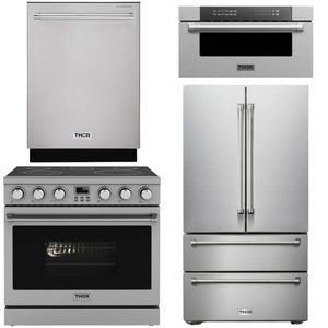 THOR Contemporary Package - 36" Electric Range, Refrigerator, Dishwasher and Microwave, THOR-AP-ARE36-C75