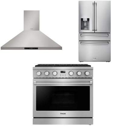 THOR Contemporary Package - 36" Gas Range, Range Hood and Refrigerator, THOR-AP-ARG36-A15