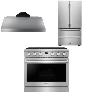 THOR Contemporary Package - 36" Gas Range, Range Hood and Refrigerator, THOR-AP-ARG36-A16