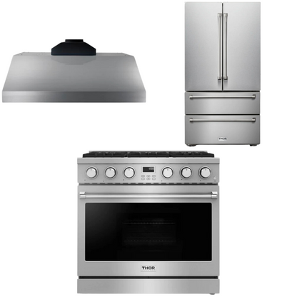 THOR Contemporary Package - 36" Gas Range, Range Hood and Refrigerator, THOR-AP-ARG36-A16