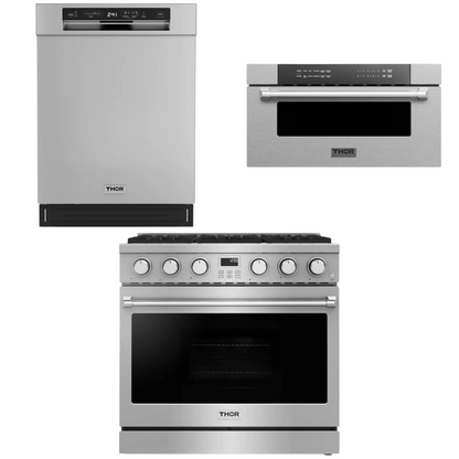 THOR Contemporary Package - 36" Gas Range, Dishwasher and Microwave, THOR-AP-ARG36-A29