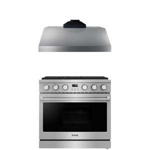 THOR Contemporary Package - 36" Gas Range and Range Hood, THOR-AP-ARG36LP-B2