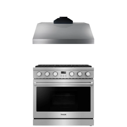 THOR Contemporary Package - 36" Gas Range and Range Hood, THOR-AP-ARG36LP-B2